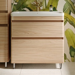 Style Line Мебель для ванной напольная Атлантика 80, Люкс ясень перламутр, PLUS – фотография-4